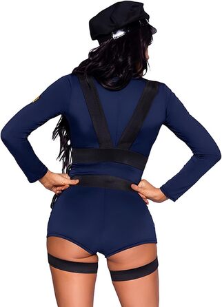 Костюм поліцейського BDSMLOVE: сексуальний блакитний набір для косплею, включає шапку, боді, ремінь, значок та імітатор рації