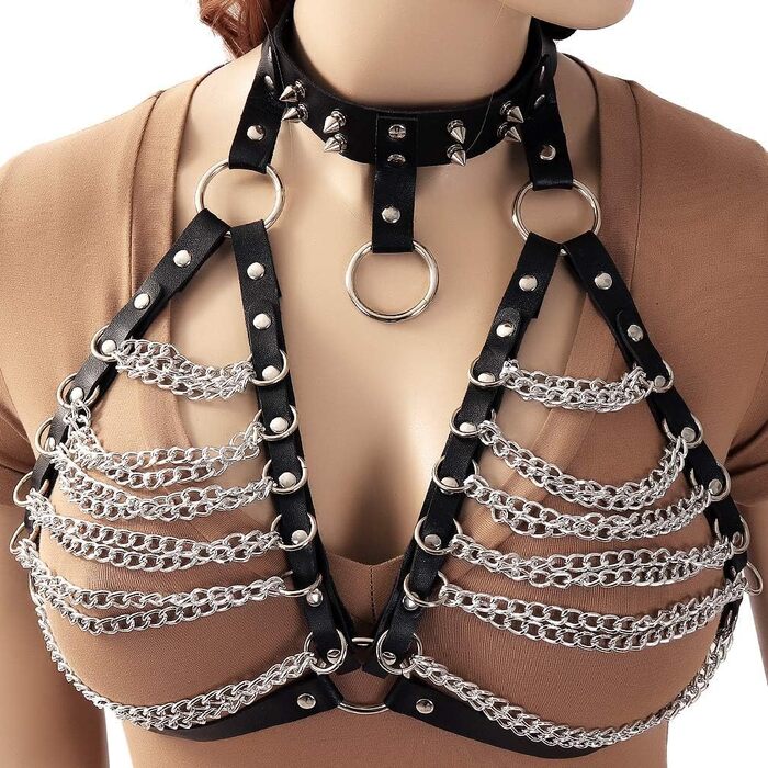 Корсет-нагрудник з шкіри для жінок PETMHS, чорний, готичний стиль