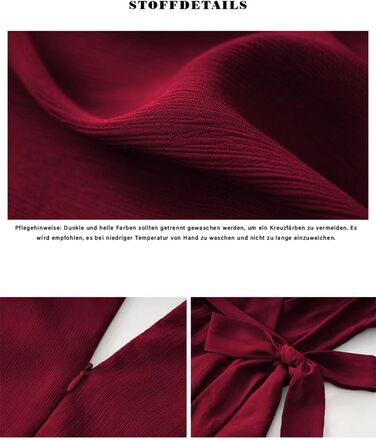 Сукня-туніка з шифону, коротка, з V-подібним вирізом, на короткий рукав, літня, однотонна, елегантна, з рюшами, міні, повсякденна, трапецієподібна, з високою талією, для вечірок, сукня-кокетка з поясом, колір вишневий, розмір S