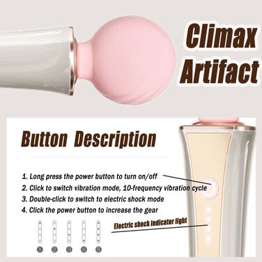 Вібратор Guspiun Stromschlag AV для жінок: 10 режимів вібрації, 5 рівнів електрошоку, стимулятор клітора та грудей, набір для пар