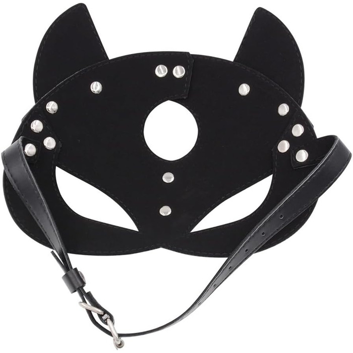 Маска кота з PU шкіри, BDSM, Bondage, для жінок, карнавал, маскарад, котяча маска, чорна
