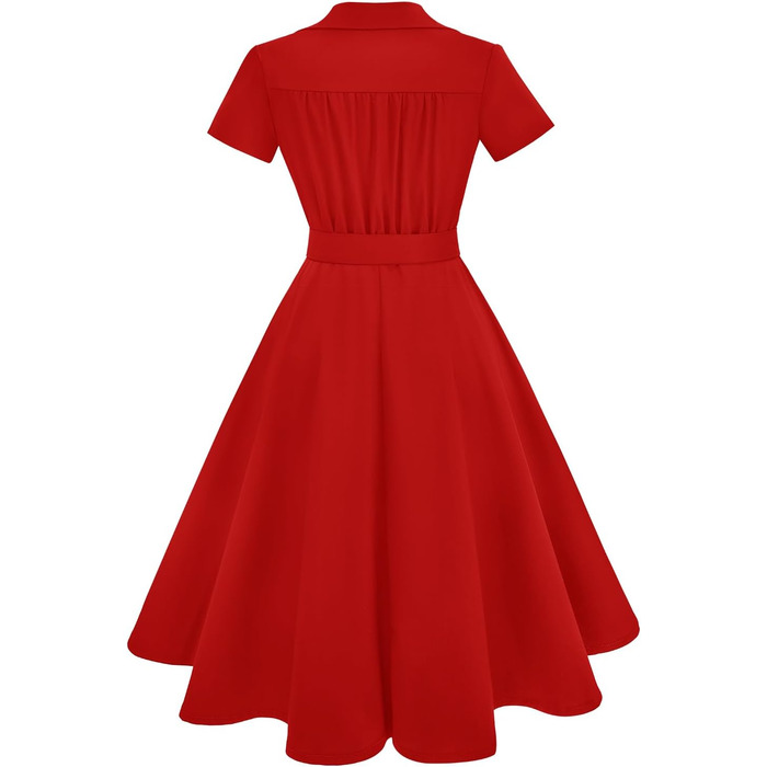 Сукня Rockabilly жіноча червона, міді, V-подібний виріз, коктейльна, вінтажна, для вечірки та весілля