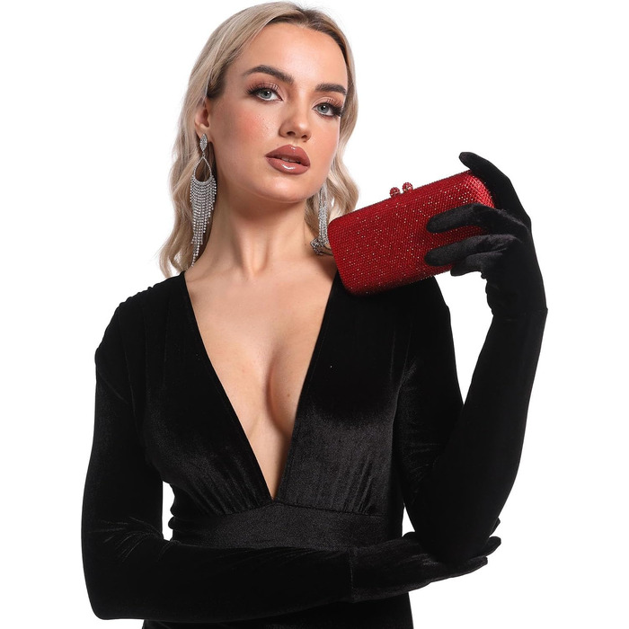 Жіночий вечірній клатч Boutique De FGG з кристалами та стразами для весіль та вечірок, міні-сумка (Червоний)