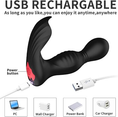 Вібратор для жінок G-точка та клітора, 7 режимів вібрації, 7 режимів гойдання, вібратор-метелик, анальний дилда, секс-іграшки з пультом дистанційного керування для пар, чорний