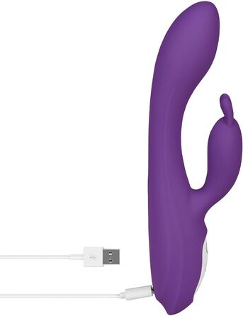 Кролик EIS з функцією обігріву | Інтимний масажер для жінок | Вібратор-кролик з безпечного силікону | Перезаряджається та водонепроникний (IPX7) | Потужне збудження | Колір: фіолетовий | 22 см | Фіолетовий/Білий