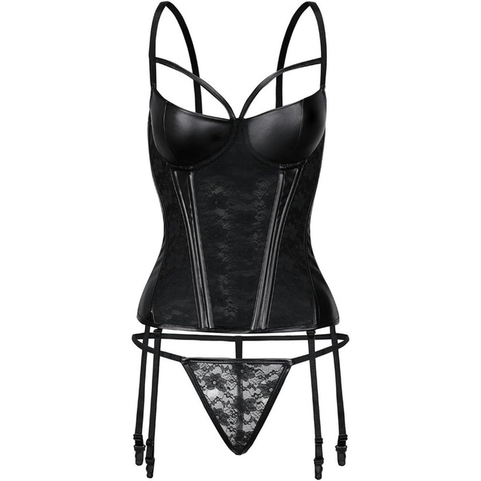 Корсет-формувальна білизна CABULE Punk-стиль, чорний, з блискавкою та бретелями, розмір XXL, артикул 8558