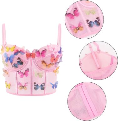 Топ-бралетта Tetudineu з квітковою вишивкою, рожевий (L)