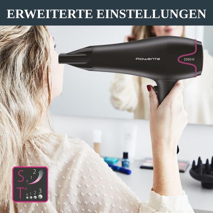 Фен для волосся Rowenta x Karl Lagerfeld CV184L Express Style: компактний, потужний, складаний, чорний