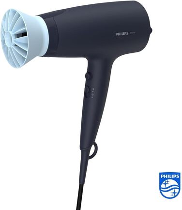 Фен для волосся Philips Series 3000 BHD360/20 з функцією іонізації, ThermoProtect, 2100 Вт, чорний (дифузор для об'єму в комплекті)