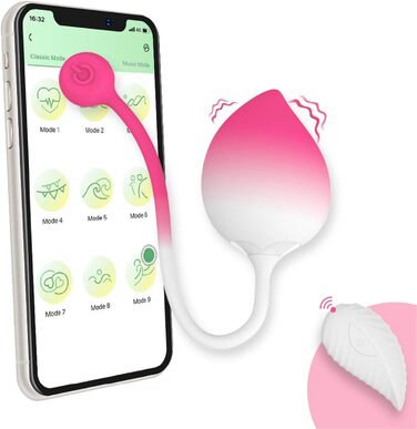 Вібратор з дистанційним керуванням та керуванням через додаток, 9 режимів вібрації, для жінок, портативний G-Spot, для пар, білий/рожевий