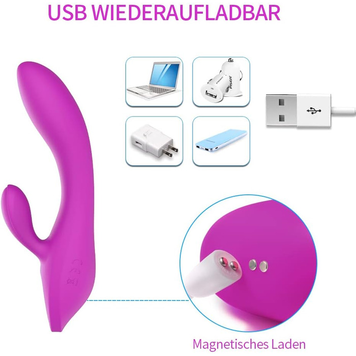 Вібратор для жінок Adorime Silikon Rabbit Vibrator – анальний вібратор, 7 режимів, фіолетовий
