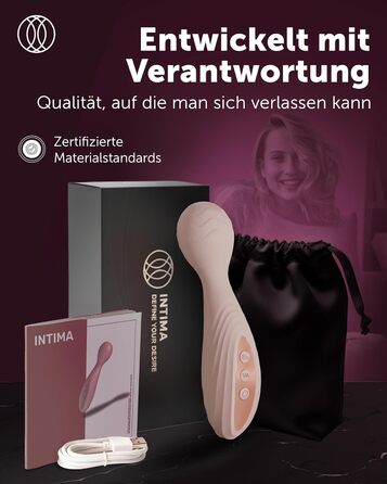 Vibrator Intima Soie для жінок – стимулятор клітора, масажний стержень. 8 інтенсивностей, 20 режимів, водонепроникний, пастельно-рожевий.