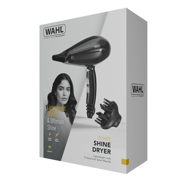 Фен для волосся WAHL Power Shine Dryer: 3 температурні та 2 швидкісні режими, функція холодного обдуву Cool Shot, швидке сушіння та стайлінг кучерів