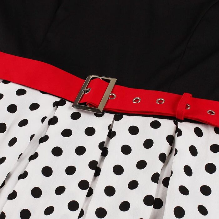 Сукня Rockabilly в стилі 50-х: вінтажна, коротка, з V-подібним вирізом, у горошок, для свят та вечірок (XL, чорно-біла)