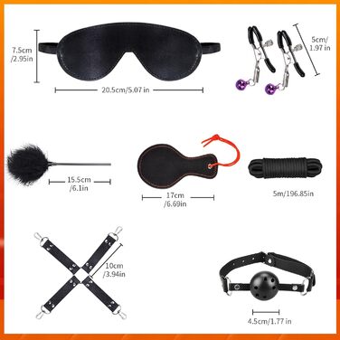 Набір для БДСМ: шкіряне спорядження для фетишу, обмеження, спотикання, з наручниками та маскою для очей (17 предметів, чорний)
