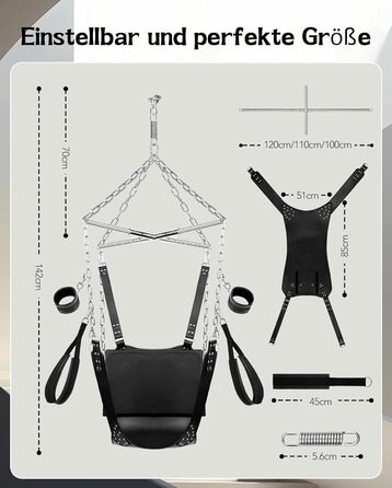 Секс-гойдалка для дорослих на стелю – міцна гойдалка для пар, BDSM комплект, сталевий каркас до 360 кг