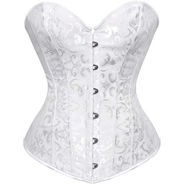 Корсетний топ CSKJ для жінок: готичний, вінтажний корсет, годинниковий корсет, повний бюст, зручний корсет, нижня білизна, корсет для вечірки, карнавалу, костюмів (Vampir, Steampunk, Piratenkostüm), 5XL, білий