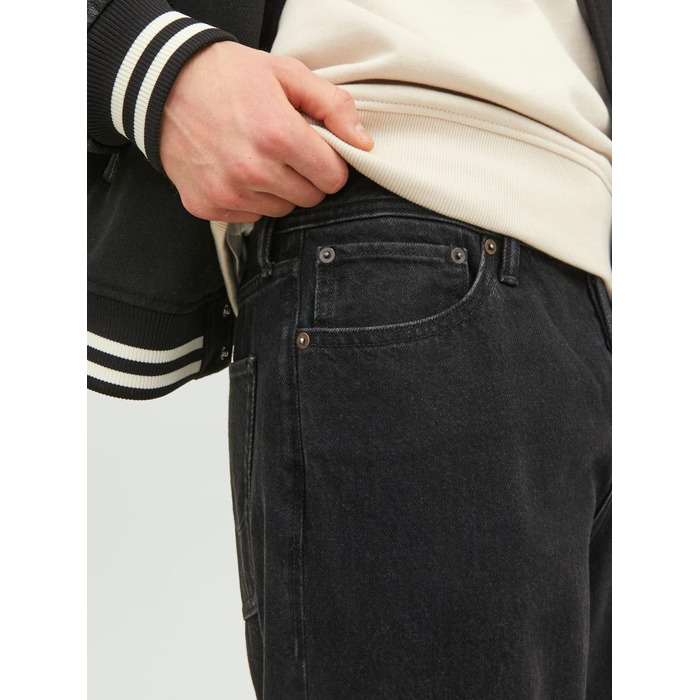 Чоловічі широкі джинси Jack & Jones JJIALEX Baggy Fit, чорний денім, 30W / 32L