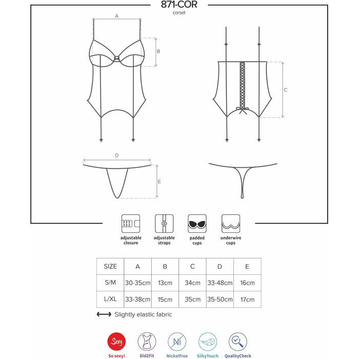 Сексуальний комплект спідньої білизни Obsessive: мереживний корсет-бра та стрінг (S-M, білий)