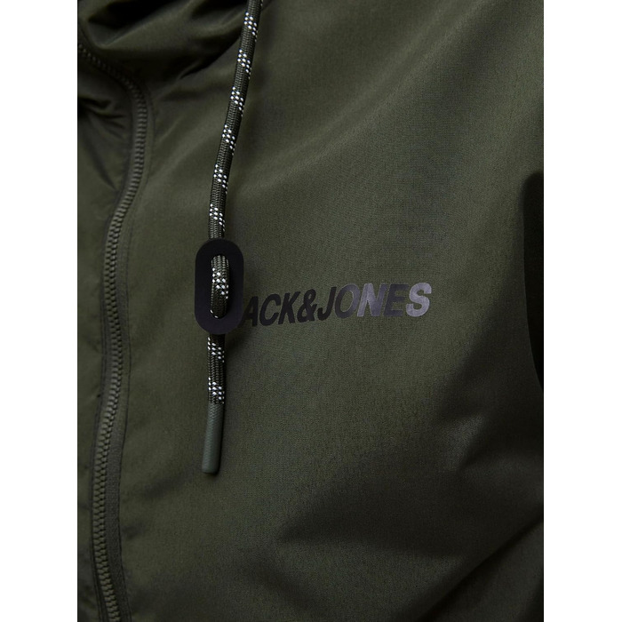 Чоловіча куртка-бомбер JACK & JONES Jjerush Hood Noos з капюшоном, чорно-біла (XXL)