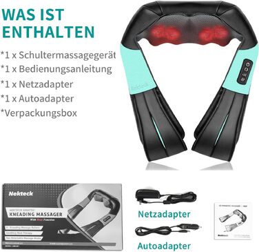 Масажер для шиї та плечей Nekteck 3D Shiatsu з підігрівом, глибокий тканинний масажер для спини та стоп для зняття м'язового болю, синій