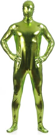 Боді для чоловіків LEEMQCYA, глянцевий, металік, Wetlook, з довгим рукавом, костюм для танців з покриттям маски, лаковий шкіряний комбінезон (S/145-155cm, Зелений 1)