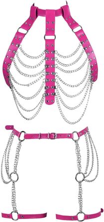 Жіночий комплект: тілесний ланцюжок, ланцюжок на стегна, стрінги, панталони-підтяжки