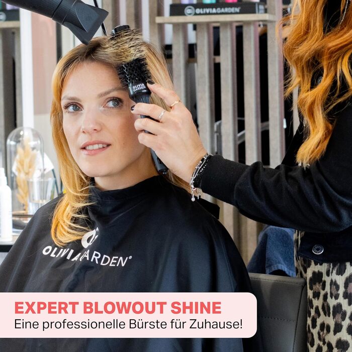 Керамическая круглая щетка для укладки волос Olivia Garden Expert Blowout Shine, антистатическая, 35 мм, черный цвет