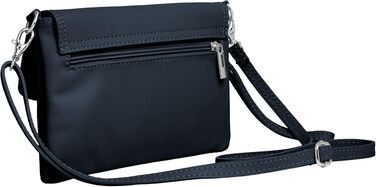 Жіноча сумка-клатч Caspar Elegante з натуральної м'якої шкіри наппа, вечірня сумка через плече Premium Line, темно-синя, Made in Italy