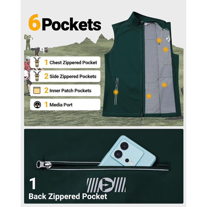 Чоловічий жилет Softshell Outdoor Ventures для велосипеда та активного відпочинку, водонепроникний (XL, темно-зелений)