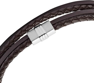 Чоловічий браслет Fossil Casual Texture з натуральної шкіри та нержавіючої сталі, коричневий, з магнітним або складаним замком