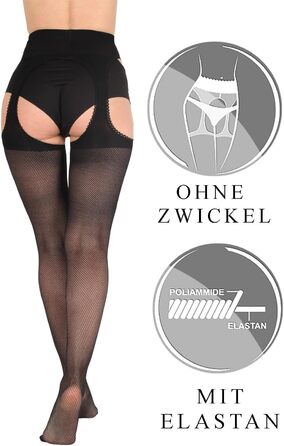 Чорні мереживні панчохи BANANALU 40 Den з вирізом, S, набір 6 шт.