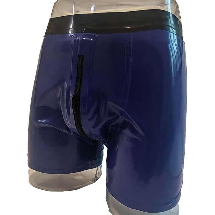 Боксери чоловічі з латексу блакитні Kangxinsheng з блискавкою спереду, для косплею, вечірок, костюмів, XXL