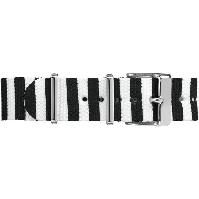 Ремінець для годинника Timex TW7C07600 NATO з нейлону, 18 мм, смугастий чорно-білий