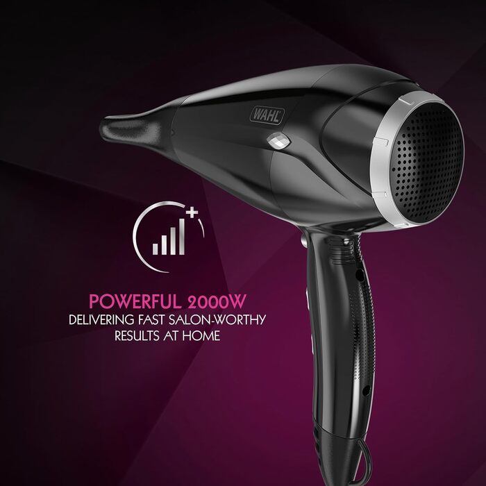 Фен для волосся WAHL Power Shine Dryer: 3 температурні та 2 швидкісні режими, функція холодного обдуву Cool Shot, швидке сушіння та стайлінг кучерів