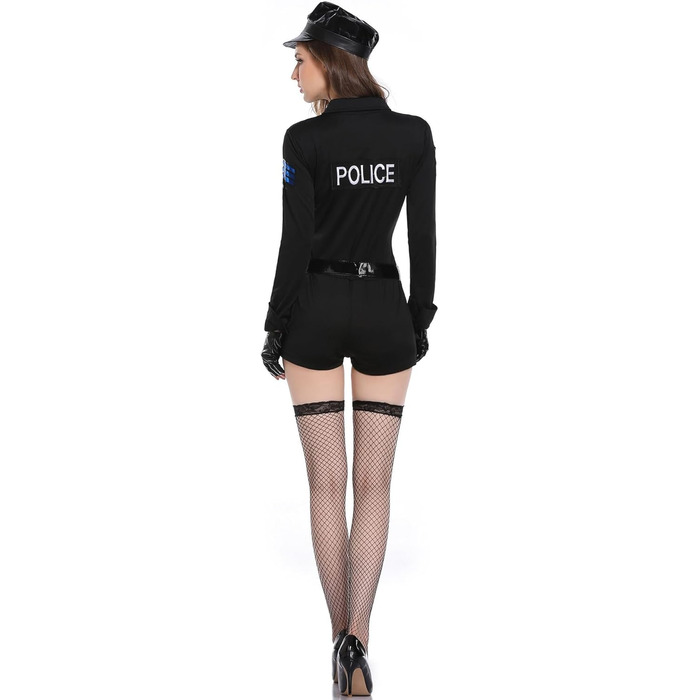 Костюм поліцейського для дорослих, чорний, для рольових ігор та свят, M-XL