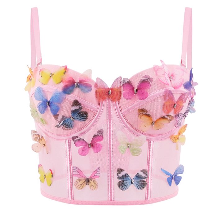 Топ-бралетта Tetudineu з квітковою вишивкою, рожевий (L)