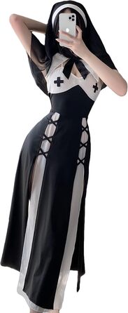 Костюм для косплею JasmyGirls: Костюм черниці, дівочий наряд, костюм ангела, чорне плаття, X-S - M