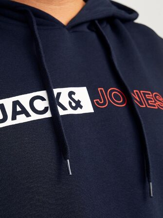 Чоловічий теплий худі з принтом JACK & JONES Basic JJEOGO, колір Dusty Olive (великі розміри 8XL)