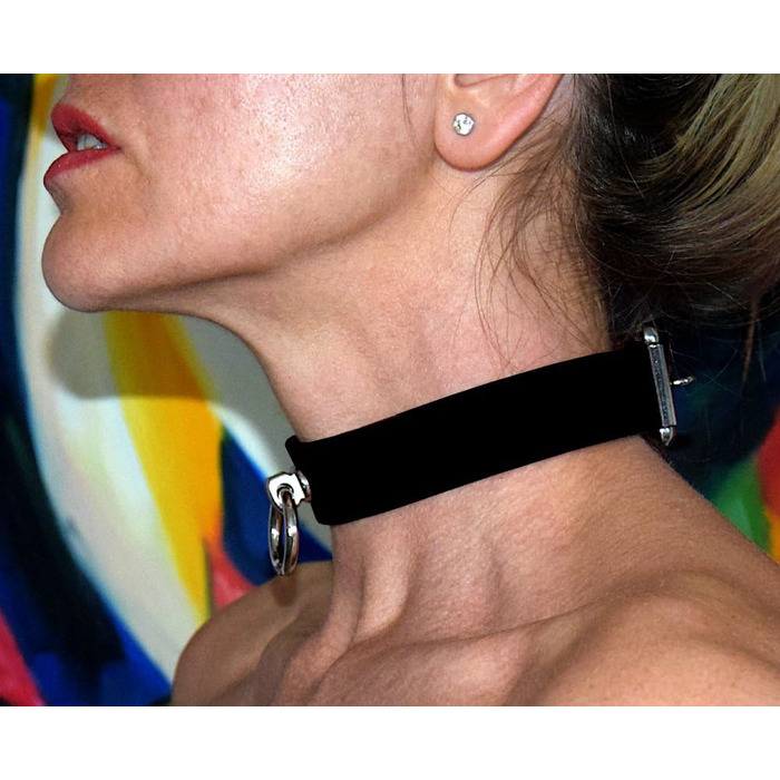 Преміум шкіряне намисто-замок для BDSM, чорне, ручної роботи, розмір L/XL, унісекс