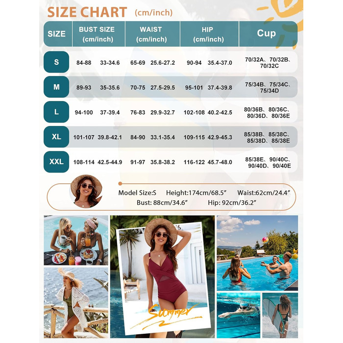 Купальник жіночий Badeanzug, формирующий силует, бавовна, бордовий, S