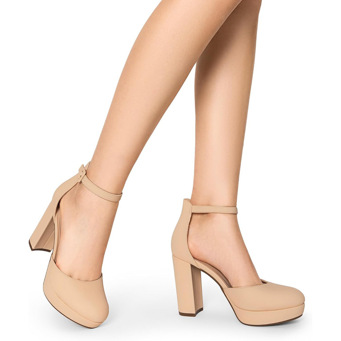 Жіночі туфлі-човники DREAM PAIRS на високих підборах та платформі, колір бежевий (Nackt), розмір 41 EU