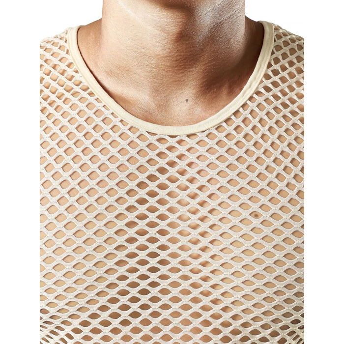 Чоловіча сітка-майка JOGAL з прозорою вставкою, бежевого кольору (S)