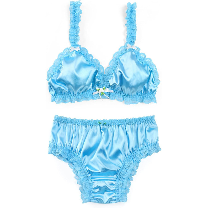 Набір спідньої білизни LittleForBig Sissy з мереживом та рюшами, блакитний, 4XL