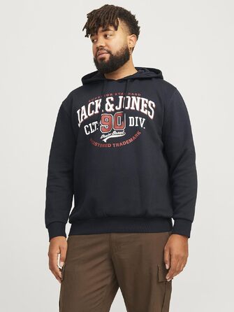 Чоловічий худі Jack & Jones Plus Size з логотипом, темно-синій, розмір 3XL
