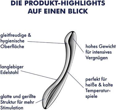 Satisfyer Pure Gravity 1: сталевий дildo для жінок з рифленням та вигинами | Інтимні іграшки для дорослих | Ергономічний дизайн, нагрівання та охолодження | Wellness-інструменти для жінок