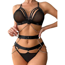 Жіночий корсет з мережива та металевої ланцюга ZHEYDAHOU для нічного клубу, готичний стиль, чорний колір