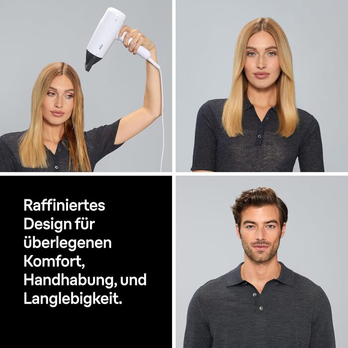 Фен для волосся Braun HD4.2 з дифузором та styling-насадкою, технологія Super IONTEC, 2100 Вт, 3 температури та 3 швидкості, чорно-сірий (BRHD226E)