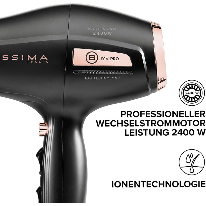 Професійний фен для волосся Bellissima My Pro P3 3400 з іонною технологією та керамічним покриттям, 2400 Вт, з диффузором та концентратором
