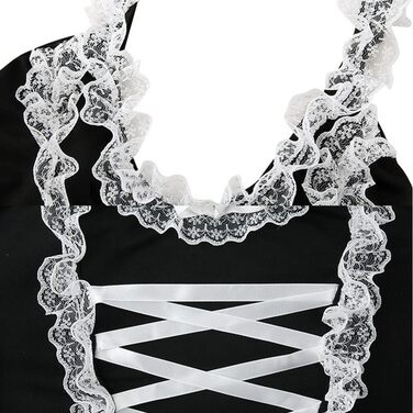 Костюм горничної JasmyGirls: сексуальна спідниця, чорний фартух, косплей аніме, рольові ігри, для жінок, розмір XX-Large - XXX-Large